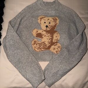 Bershka Gray Teddy Bear Sweater